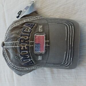 K bethos gray distressed America cap NWT!